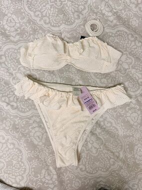 Target Women's Cream Eyelet Ruffle Bikini Set